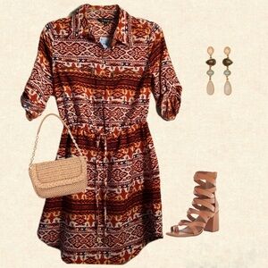 Printed Shirt Dress NWT